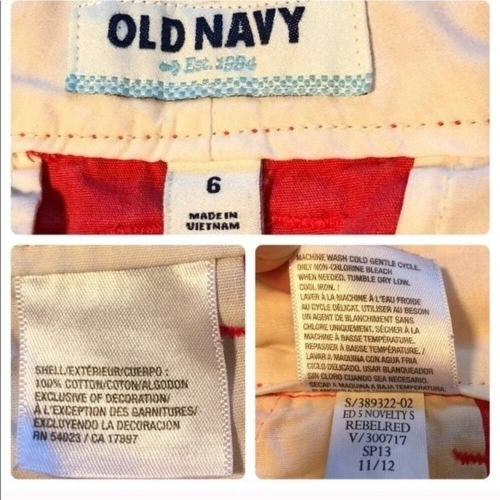 Old Navy Shorts Coral Blue Embroidered Anchor Chinos